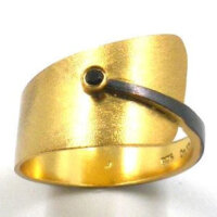 Δαχτυλίδι από Ασήμι Επιχρυσωμένο και μαύρο Ζιργκόν - NAP2437