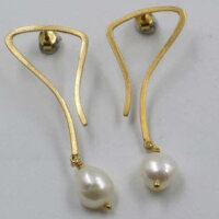 Σκουλαρίκια από Ασήμι Επιχρυσωμένο & Μαργαριτάρια - NOP2414