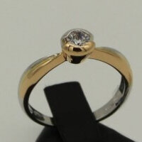 Δαχτυλίδι Μονόπετρο Χρυσό & Λευκόχρυσο 14 Καράτια με Ζιργκόν - rn041