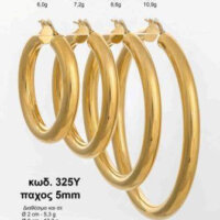 Σκουλαρίκια Κρίκοι Ασημένια Επιχρυσωμένα - lu325Y