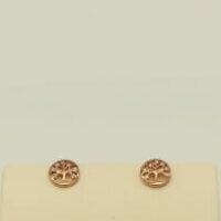 Σκουλαρίκια Ασημένια Δεντράκια Ροζ Χρυσά με Ζιργκόν - rge021