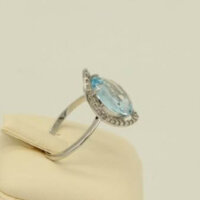 Δαχτυλίδι Λευκόχρυσο 14Κ Blue Topaz & Zirgon - rn057