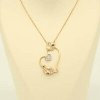 Ροζ Χρυσό Κολιέ 14Κ "καρδιές" με Ζιργκόν - rgn052