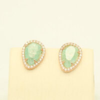 Σκουλαρίκια Ασημένια με Ροζ Επιχρύσωση Ζιργκόν & Αχάτες - se003