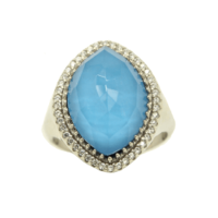 Δαχτυλίδι ασημένιο με γαλάζια ημιπολύτιμη πέτρα - fd303