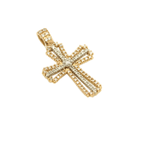 Σταυρός Ροζ Χρυσός & Λευκόχρυσος 14Κ με Ζιργκόν - gs783