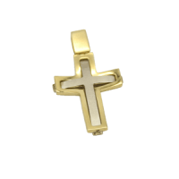 Δίχρωμος Σταυρός Διπλής Όψης Χρυσό & Λευκόχρυσο 14 Καράτια - gs792