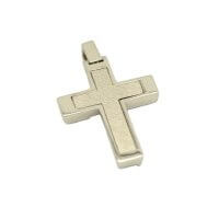 Σταυρός Βάπτισης Λευκόχρυσος 14 Καράτια Δύο Όψεων - wgs827