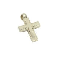 Λευκόχρυσος Σταυρός Βάπτισης Δύο Όψεων 14 Καράτια Ζιρκόν - wgs845