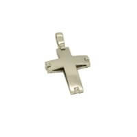 Λευκόχρυσος Σταυρός 14 Καράτια Διπλής όψεως με Ζιρκόν - wgs849