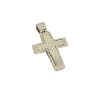 Λευκόχρυσος Σταυρός Βάπτισης 14 Καράτια Δύο Όψεων με Ζιρκόν - wgs200825