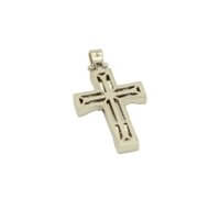 Σταυρός Βάπτισης 2 Όψεων Λευκόχρυσος 14 Καράτια - wgs852