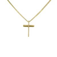 Διπλός Σταυρός με Διπλή Αλυσίδα από Χρυσό και Λευκόχρυσο 14Κ - gs693