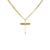 Διπλός Σταυρός με Διπλή Αλυσίδα από Χρυσό και Λευκόχρυσο 14 Καράτια - gs693