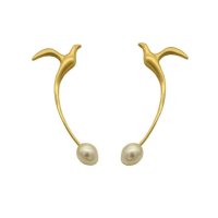 Σκουλαρίκια από Ασήμι Επιχρυσωμένο & Μαργαριτάρια - gpe274