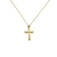 Χρυσός Σταυρός 14Κ με Αλυσίδα & Ζιρκόν - stg494k