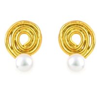 Σκουλαρίκια από Ασήμι Επιχρυσωμένο με Μαργαριτάρια - op2405