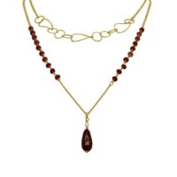 Χειροποίητο Κολιέ από Ασήμι Επιχρυσωμένο με Ζαντ πέτρες - wpa552