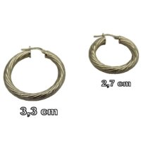 2 Μεγέθη Ασημένιοι Στριφτοί Μπουλ Κρίκοι - lu128