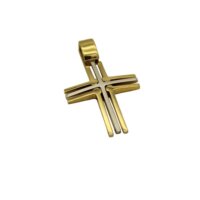 Δίχρωμος Σταυρός Βάπτισης Χρυσός & Λευκόχρυσος 14Κ - gs185591