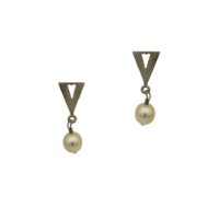 Ασημένια Σκουλαρίκια Τρίγωνα με Μαργαριτάρια - se987