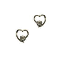 Ασημένια Σκουλαρίκια Καρδιές με Ζιρκόν - es2599