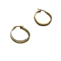 Διπλοί Δίχρωμοι Κρίκοι 14Κ Χρυσό & Λευκόχρυσο - ge0010