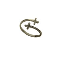 Λευκόχρυσο Δαχτυλίδι 14Κ 2 Σταυροί - wgr828