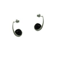 Ασημένια Σκουλαρίκια με Μαύρο Όνυχα - op2717