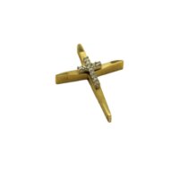 Δίχρωμος Διπλός Σταυρός Χρυσός & Λευκόχρυσος 14Κ - gs145340