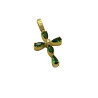14Κ Χρυσός Ζιρκόν Πράσινος Σταυρός - gs135528