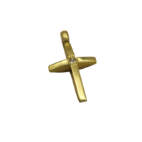 2 Όψεων Χρυσός Σταυρός 14 Καράτια Ζιρκόν - gs294676