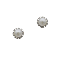 Ασημένια Σκουλαρίκια Ροζέτες με Μαργαριτάρια - se3479