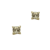 9Κ Λευκόχρυσα Μονόπετρα Σκουλαρίκια - wge152351