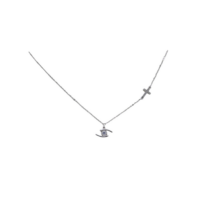 9Κ Λευκόχρυσο Κολιέ με Ματάκι & Σταυρό - wgn787