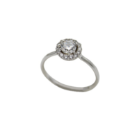 14Κ Λευκόχρυσο Δαχτυλίδι Ζιρκον Ροζέτα - wgr786