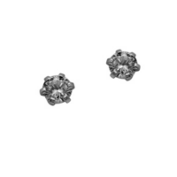 9Κ Λευκόχρυσα Μονόπετρα Σκουλαρίκια - wge1101