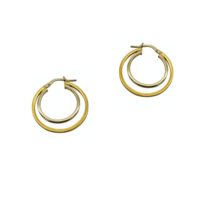 Δίχρωμοι Διπλοί Κρίκοι από Ασήμι - se3595