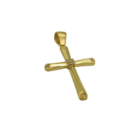 14Κ Χρυσός Βαπτιστικός Σταυρός & Ζιρκόν - gs1475