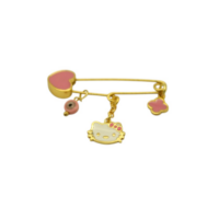 Ασημένια Καρφίτσα Καρδιά με Γατούλα Σταυρουδάκι & Ματάκι - sk354