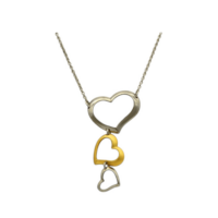 Δίχρωμο Κολιέ από Ασήμι 3 Καρδιές - qp2564