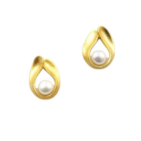 Επίχρυσα Σκουλαρίκια από Ασήμι & Μαργαριτάρια - op2802