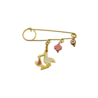 Καρφίτσα από Ασήμι Πελαργός με Νεογέννητο - sk261