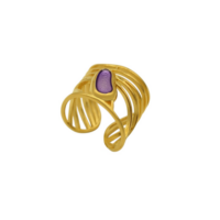 Μωβ Δαχτυλίδι από Ασήμι Επιχρυσωμένο - gpr239