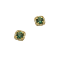 14Κ Χρυσά Σκουλαρίκια Τυρκουάζ Ζιρκόν Ροζέτες - ge351