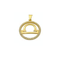 9Κ Χρυσό Μοτίφ Ζώδιο Ζυγός & Ζιρκόν - gm2040lb