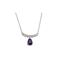 Ασημένιο Κολιέ Μωβ Ζιρκόν Σταγόνα - zn2490p