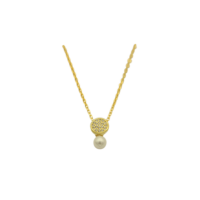 Επίχρυσο Κολιέ από Ασήμι Πέρλα & Ζιρκόν - zn2521y