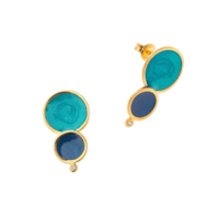 Μπλε & Τυρκουάζ Επίχρυσα Σκουλαρίκια από Ασήμι - se50272