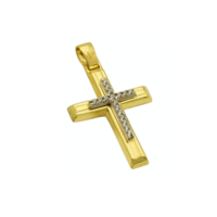 Χρυσός & Λευκόχρυσος Σταυρός 9Κ & Ζιρκόν - gs1003